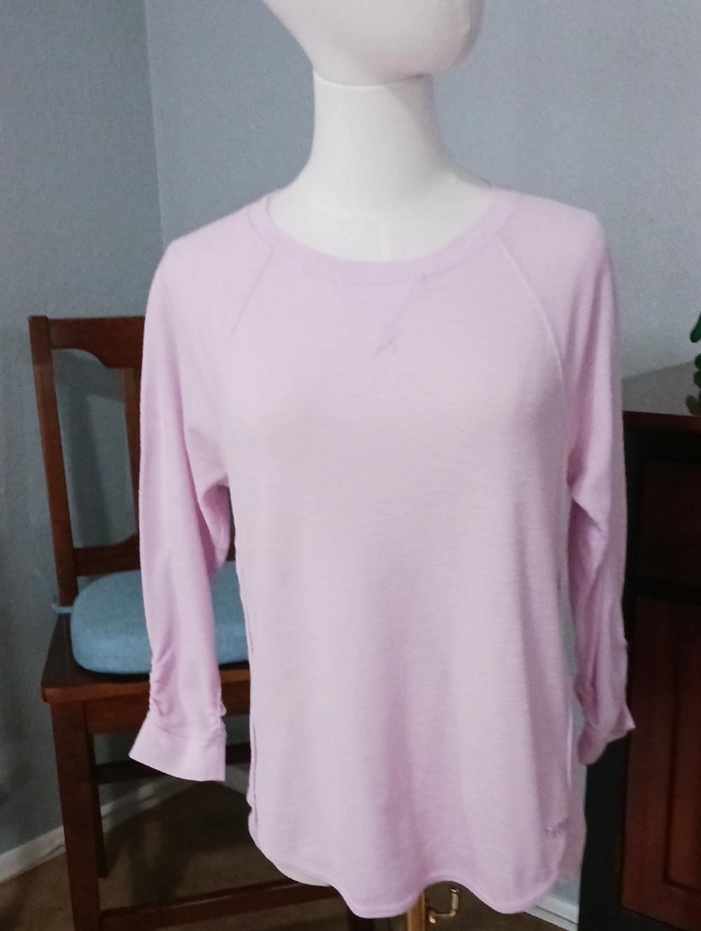 DKNY Sport- Pale Pink Long Sleeve Scoop Neck Tee
